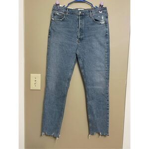 Agolde Women’s Nico High Rise Slim Fit Stretch Raw Hem Button Fly Jeans 30/10